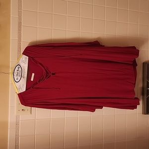 Red dress 3/4 flowing sleeves